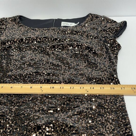 Eliza J Sequin Sheath Dress Womens Size 8 Brown Bronze Cap Sleeve Cocktail - Picture 10 of 12